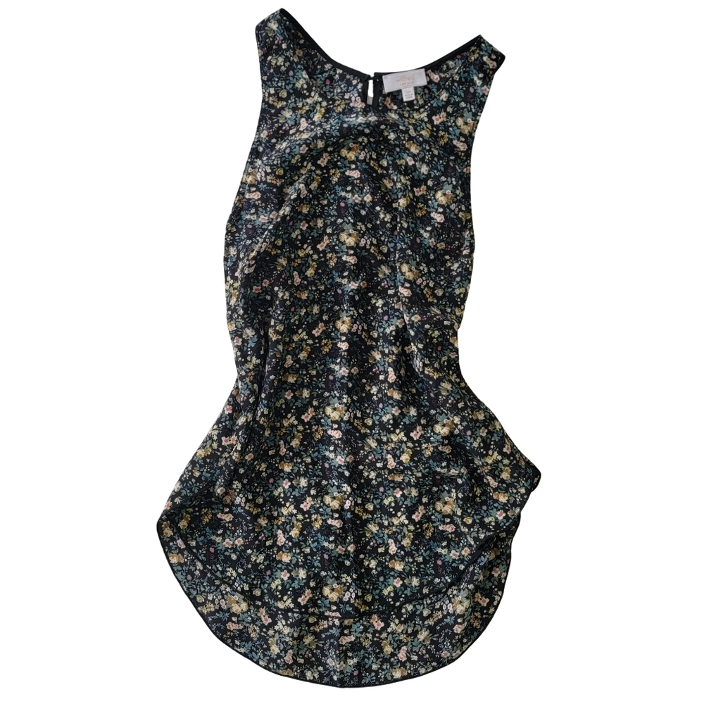 Wilfred 100% Silk XXS Sleeveless Open Back Floral Top